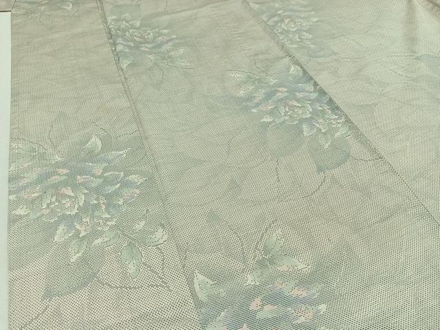 平和屋着物▽本場大島紬 単衣 9マルキ 草花文 正絹 逸品 AABB5201jh