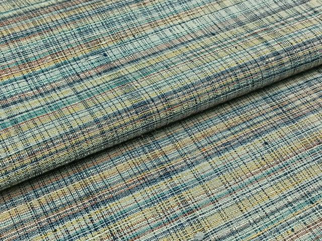 平和屋着物▽本場結城玉紬 単衣 格子 結織苑 証紙付き