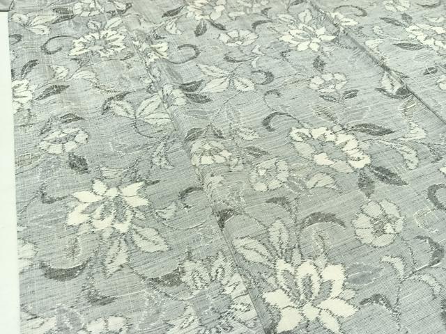 平和屋着物▽上質な紬 単衣 草花文 正絹 逸品 AABB5210jh