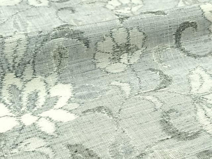 平和屋着物▽上質な紬 単衣 草花文 正絹 逸品 AABB5210jh