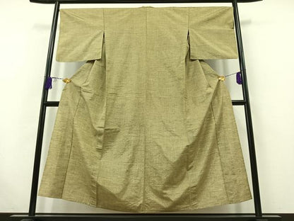 平和屋着物▽上質な紬 単衣 縞 正絹 逸品 AABB5213jh