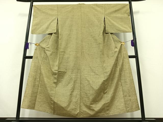 平和屋着物▽上質な紬 単衣 縞 正絹 逸品 AABB5213jh