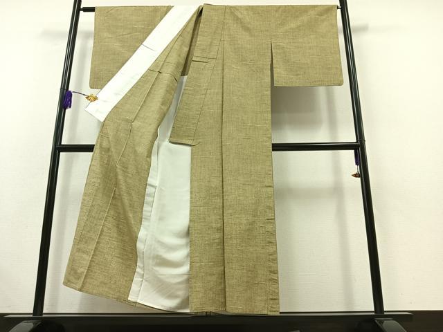 平和屋着物▽上質な紬 単衣 縞 正絹 逸品 AABB5213jh