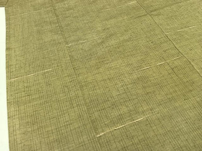 平和屋着物▽上質な紬 単衣 縞 正絹 逸品 AABB5213jh