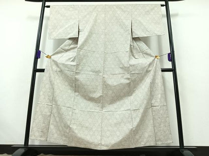 平和屋着物▽本場大島紬 白大島 単衣 7マルキ 亀甲花文 正絹 逸品 AABB5215jh