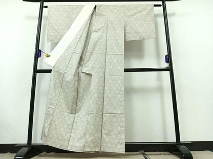 平和屋着物▽本場大島紬 白大島 単衣 7マルキ 亀甲花文 正絹 逸品 AABB5215jh