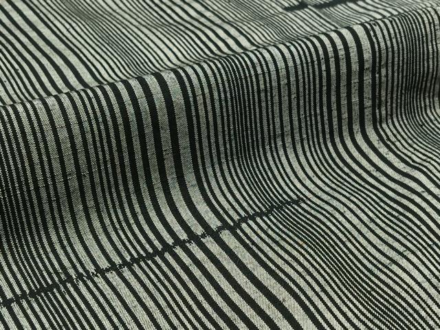 平和屋着物▽上質な紬 単衣 縞 正絹 逸品 AABB5217jh