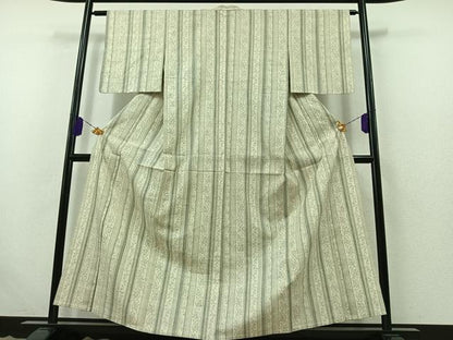 平和屋着物▽結城紬 単衣 100亀甲 花間道 正絹 逸品 AABB5220jh