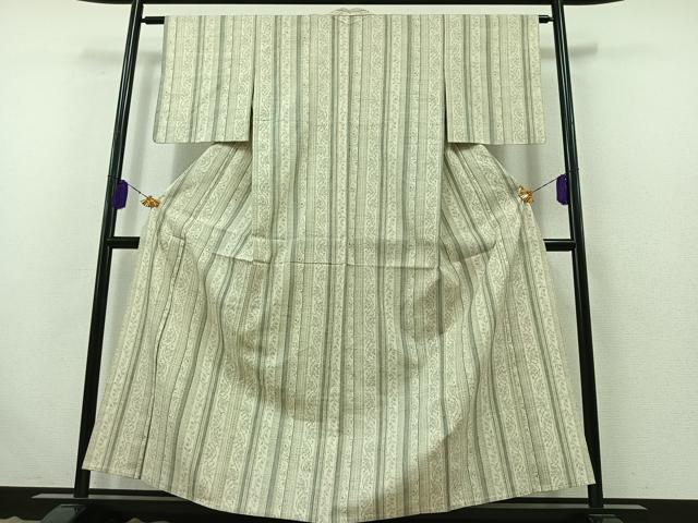 平和屋着物▽結城紬 単衣 100亀甲 花間道 正絹 逸品 AABB5220jh