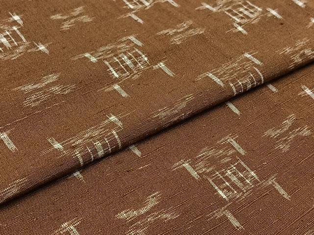 平和屋着物▽上質な紬 単衣 絣柄 正絹 逸品 AABB5224jh