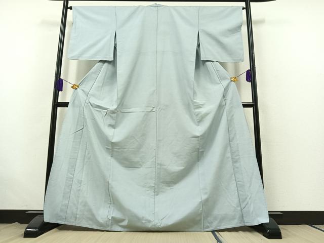 平和屋着物▽本場結城紬 重要無形文化財 単衣 秘色色 正絹 逸品 AABB5225jh