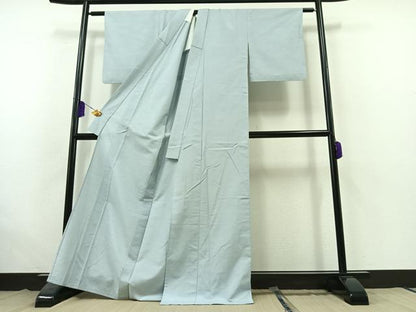 平和屋着物▽本場結城紬 重要無形文化財 単衣 秘色色 正絹 逸品 AABB5225jh