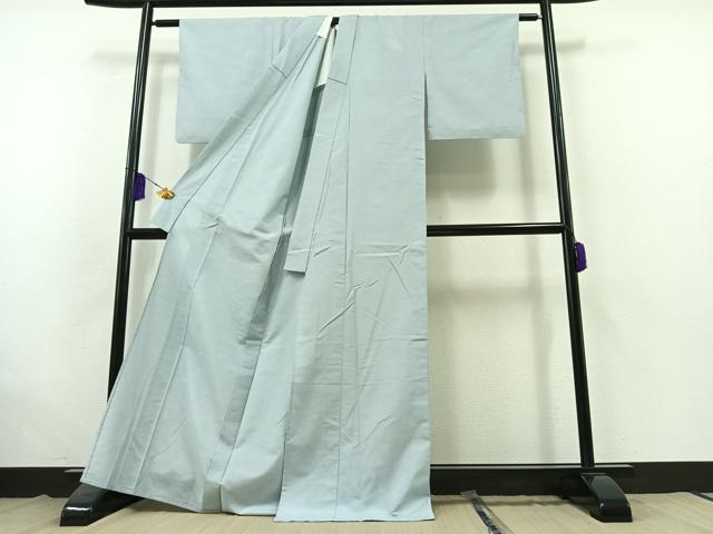 平和屋着物▽本場結城紬 重要無形文化財 単衣 秘色色 正絹 逸品 AABB5225jh