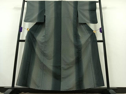 平和屋着物▽上質な小紋 単衣 王冠 正絹 逸品 AABB5233jh