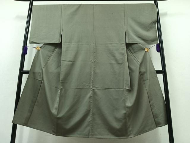 平和屋着物▽男性 紬 単衣 深川鼠色 正絹 逸品 AABB5237jh