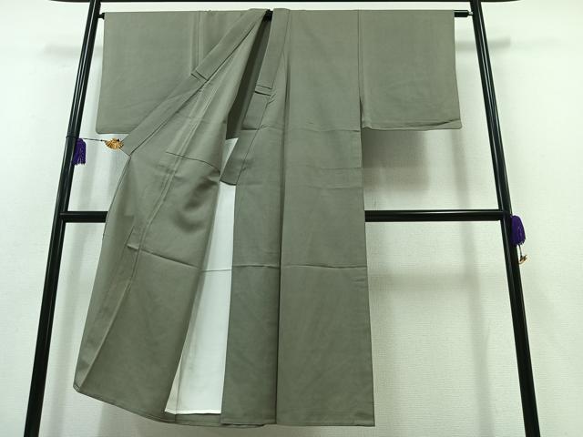平和屋着物▽男性 紬 単衣 深川鼠色 正絹 逸品 AABB5237jh