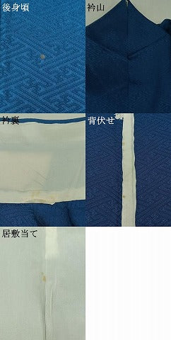 平和屋着物▽上質な色無地 単衣 紗綾形地紋 紺瑠璃色 正絹 逸品 AABB5239jh
