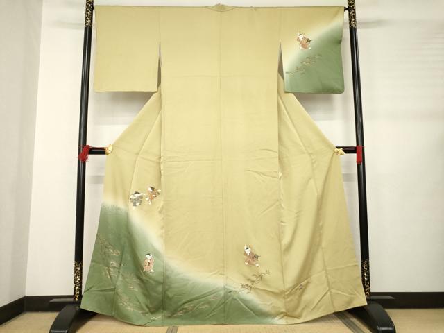平和屋着物●訪問着　童子　松　暈し染め　金彩　正絹　逸品　AABB5401ck