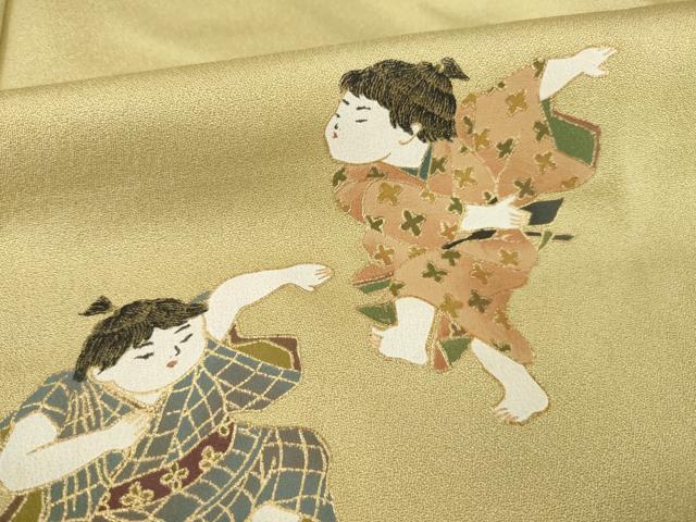 平和屋着物●訪問着　童子　松　暈し染め　金彩　正絹　逸品　AABB5401ck