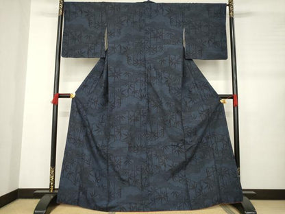 平和屋着物●結城紬 80亀甲 雲取り笹竹文 やまと誂製 正絹 逸品 AABB5402ck