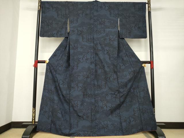 平和屋着物●結城紬 80亀甲 雲取り笹竹文 やまと誂製 正絹 逸品 AABB5402ck