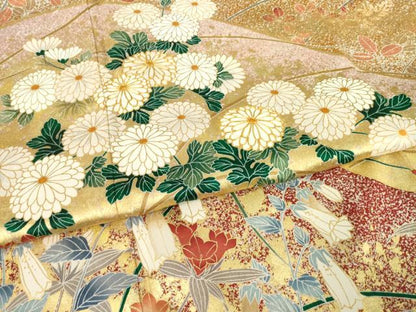 平和屋着物●豪華振袖 駒刺繍 草花文 金彩 三越扱い 正絹 逸品 AABB5406ck