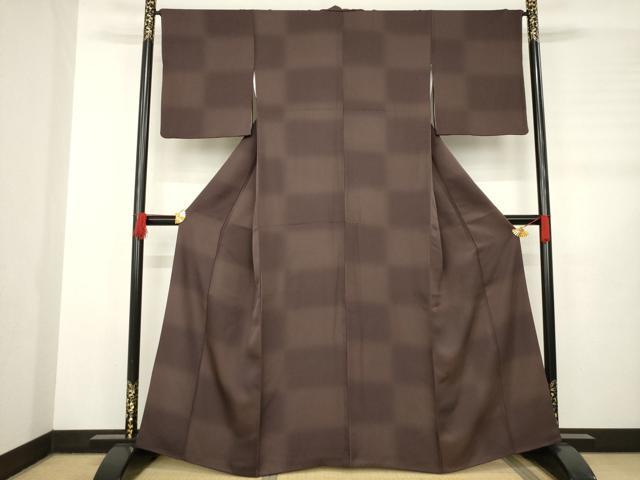 平和屋着物●上質な小紋　市松文様　正絹　逸品　AABB5417ck