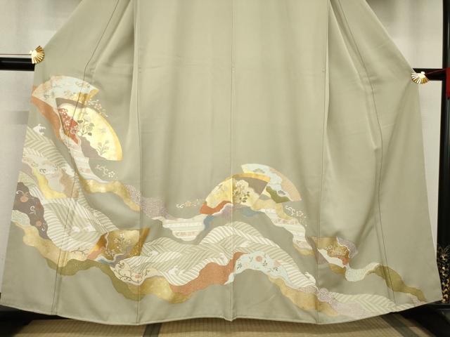 平和屋着物●豪華色留袖　道長地紙花文　金彩　正絹　逸品　AABB5428ck