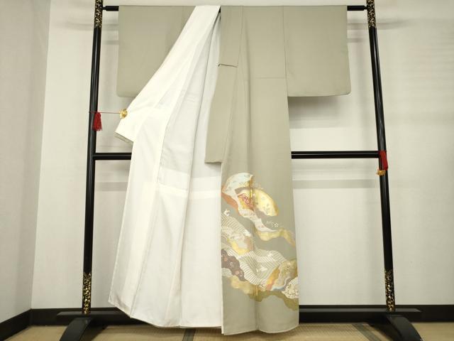 平和屋着物●豪華色留袖　道長地紙花文　金彩　正絹　逸品　AABB5428ck