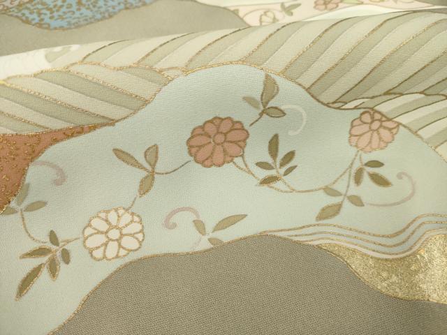 平和屋着物●豪華色留袖　道長地紙花文　金彩　正絹　逸品　AABB5428ck