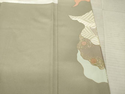 平和屋着物●豪華色留袖　道長地紙花文　金彩　正絹　逸品　AABB5428ck