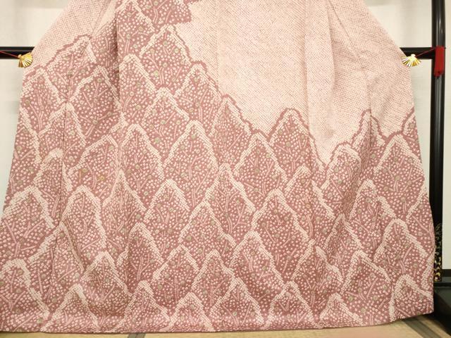 平和屋着物●訪問着　総絞り　樹林文　正絹　逸品　AABB5430ck