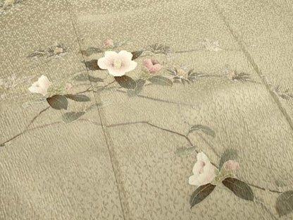 平和屋着物●訪問着　友禅　絞り　枝花文　正絹　逸品　AABB5440ck