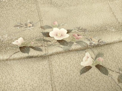 平和屋着物●訪問着　友禅　絞り　枝花文　正絹　逸品　AABB5440ck
