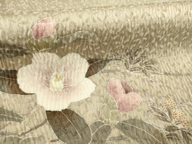 平和屋着物●訪問着　友禅　絞り　枝花文　正絹　逸品　AABB5440ck