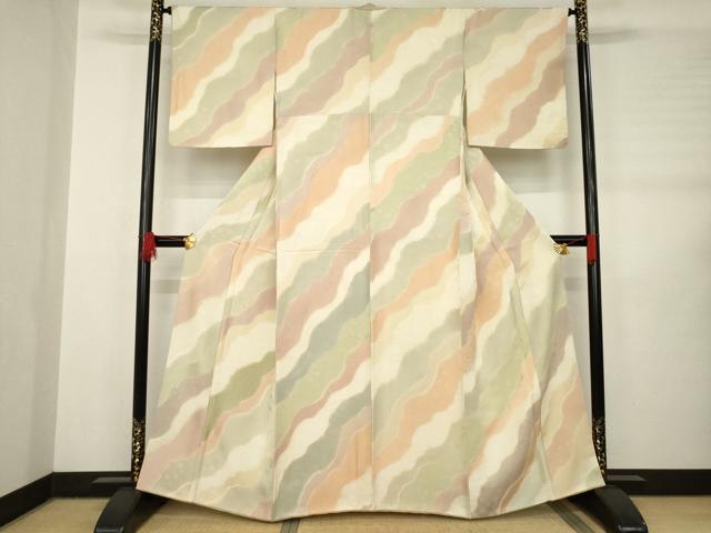 平和屋着物●上質な小紋　絞り　道長花文　正絹　逸品　AABB5442ck