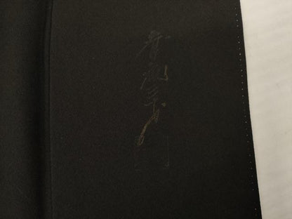平和屋着物●染色作家 斉藤三才 振袖・長襦袢(袷)セット 飛鳥文 黒地 正絹 逸品 AABB5444ck