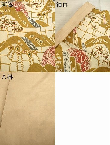 平和屋着物●銀座 志ま亀 小紋 型染め 遠山重ね花文 たとう紙付き 正絹 逸品 AABB5445ck
