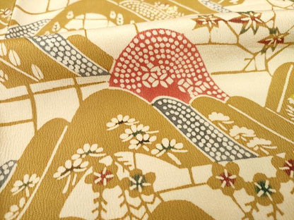 平和屋着物●銀座 志ま亀 小紋 型染め 遠山重ね花文 たとう紙付き 正絹 逸品 AABB5445ck