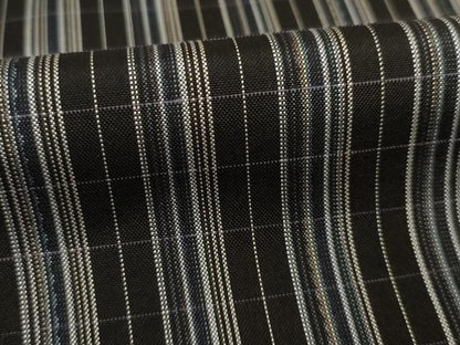 平和屋着物●本場大島紬 縞 黒地 ロング丈 正絹 逸品 AABB5448ck