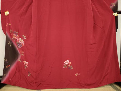 平和屋着物●豪華振袖 舞花文 暈し染め 京都きもの友禅扱い 正絹 逸品 AABB5456ck