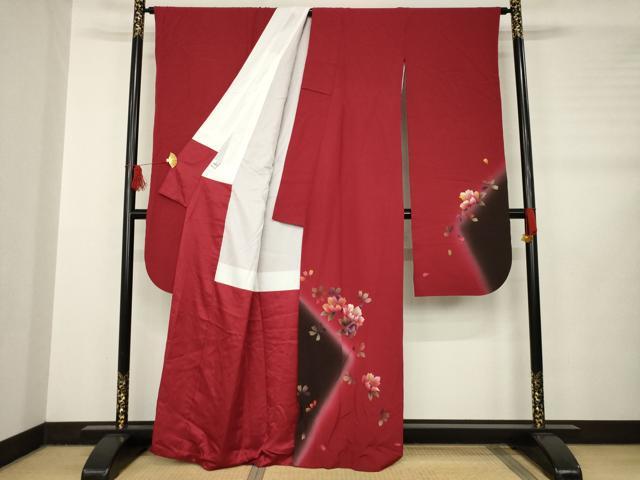 平和屋着物●豪華振袖 舞花文 暈し染め 京都きもの友禅扱い 正絹 逸品 AABB5456ck