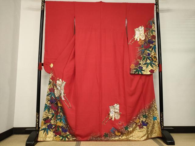 平和屋着物●豪華振袖 御所車花文 橘 笹 金銀彩 正絹 逸品 AABB5457ck