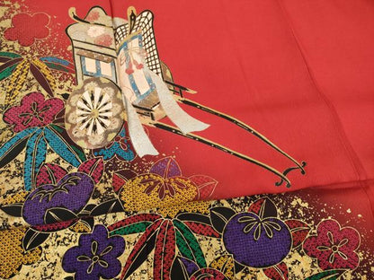 平和屋着物●豪華振袖 御所車花文 橘 笹 金銀彩 正絹 逸品 AABB5457ck
