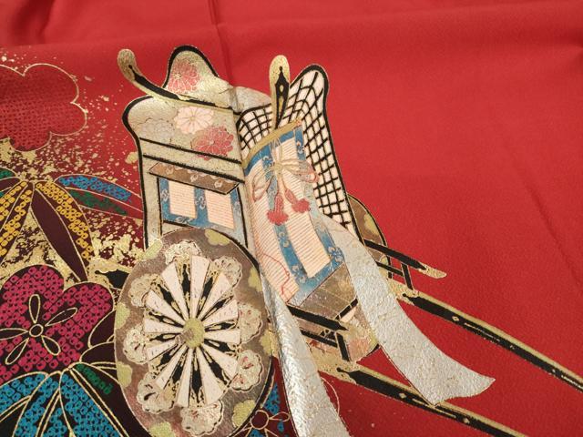 平和屋着物●豪華振袖 御所車花文 橘 笹 金銀彩 正絹 逸品 AABB5457ck