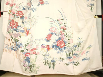 平和屋着物●豪華振袖 作家物 鴛鴦花文 金彩 松坂屋扱い 正絹 逸品 AABB5463ck