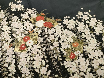 平和屋着物●豪華振袖 地紙花文 金彩 鈴乃屋扱い 正絹 逸品 AABB5467ck