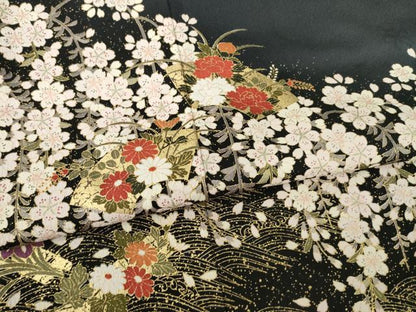 平和屋着物●豪華振袖 地紙花文 金彩 鈴乃屋扱い 正絹 逸品 AABB5467ck