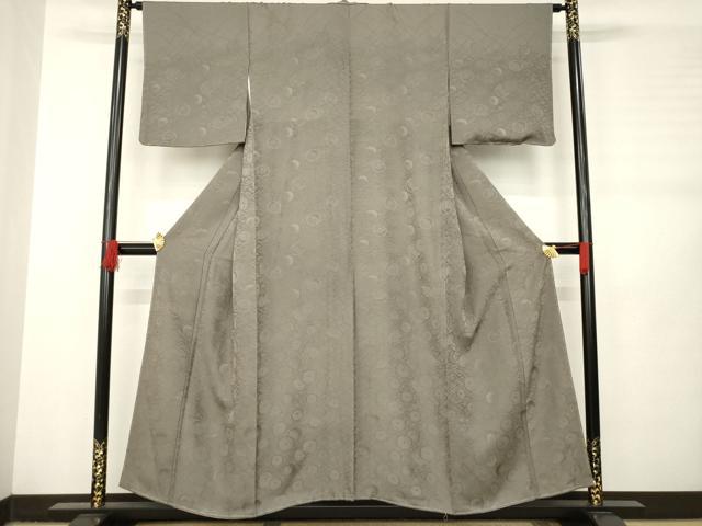 平和屋着物●無地絵羽訪問着 光琳菊地紋 黒橡色 反端付き 正絹 逸品 AABB5469ck
