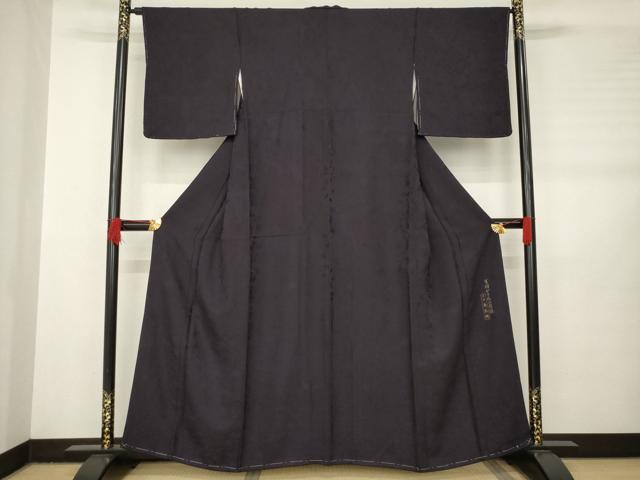 平和屋着物●上質な色無地 寿光織 吉祥重ね二百撰 黒紅色 正絹 逸品 AABB5471ck